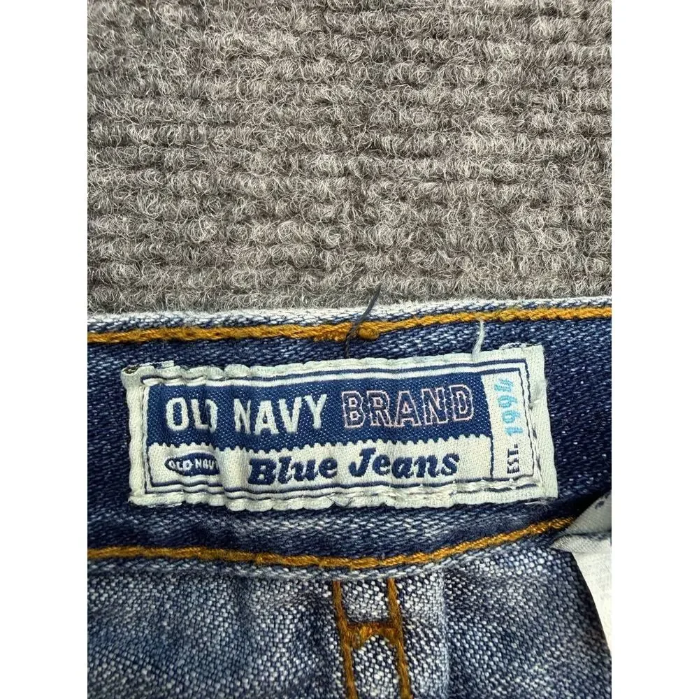 Y2K Old Navy Brand Girls Size 16 Flare Patch Pocket Blue Jeans